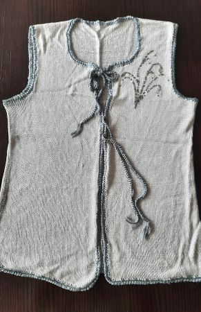 Seidenweste, handgestrickt, L, silbergrau