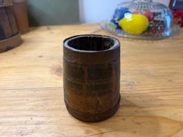 Antiker Holzbecher Holzgefäß Bauernmalerei  rustikal