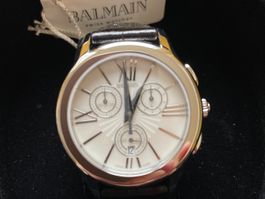 Balmain Damenuhr Chronograph, Stahl, Lederarmband, Top!