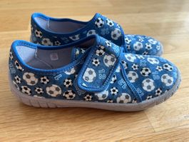 Hausschuhe Superfit Kinder blau Fussballmuster Grösse 32
