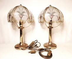 Paar Vintage Tischlampen 80er Jahre - Messing & Glas