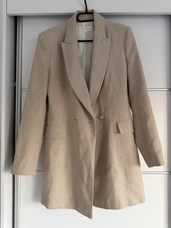 Zara Double-Breasted Blazer Beige Size M