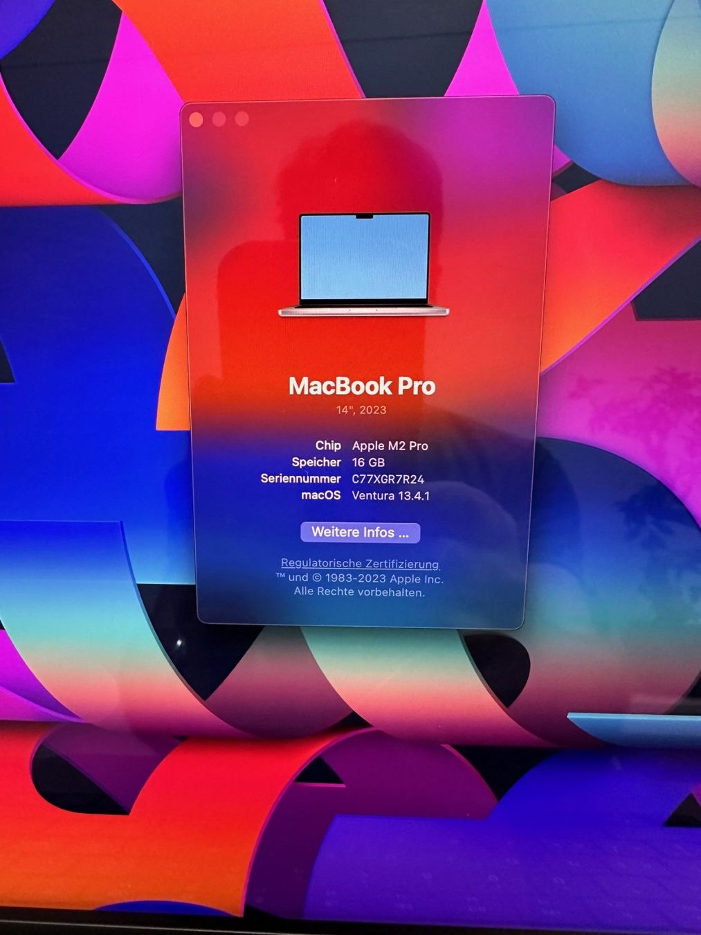 Apple Notebooks: Macbook Pro 14", M2 Pro, 16 GB RAM, 512 GB HD – Gebraucht aus Baar von  1