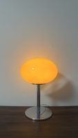 Tischlampe Glas Orange Chrom Metall Lampenfuss retrostil