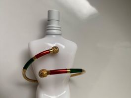 RARITÄT - stilvoller und edler Armreif gold/grün/rot, 5.6cm