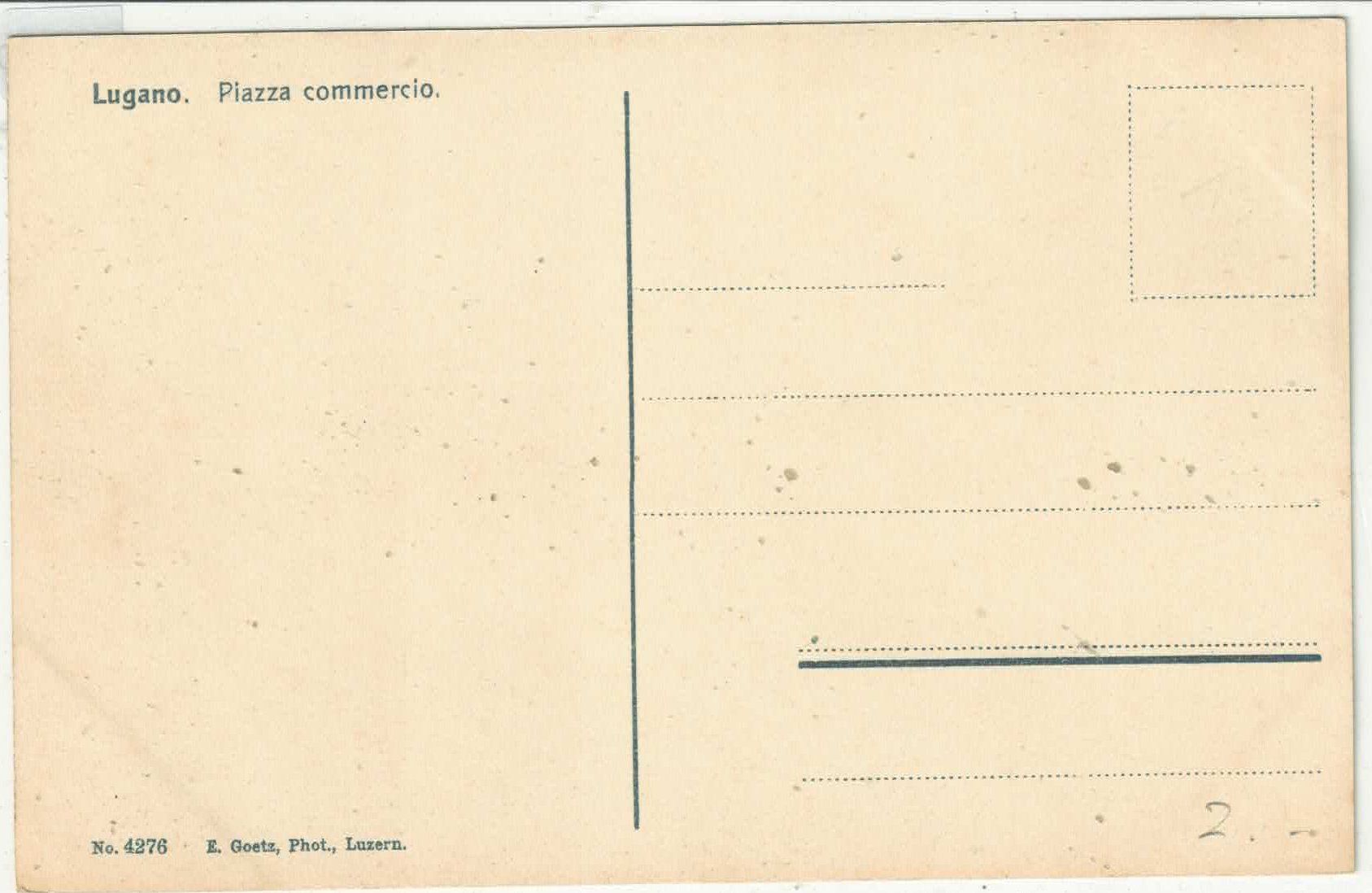 Cartoline postali: Lugano - Piazza commercio - animee - Litho – Usato da Ettingen venduto da Kartenplanet 1