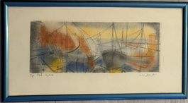 LUIGI CAMPANELLI abstraktes Hafenbild / Original-Lithografie