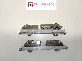 Roco 45953 SBB CFF FFS Flachwagen mit Panzern DC H0 mit OVP