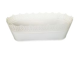 BLUMENTOPF Übertopf mit Spitzen, Weiss