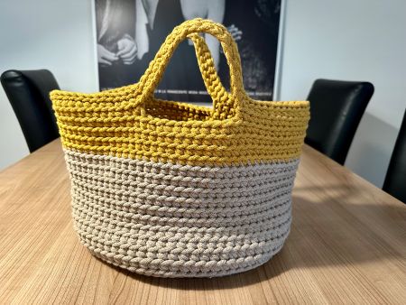 Sticky Nicky Wolltasche in beige und senfgelb