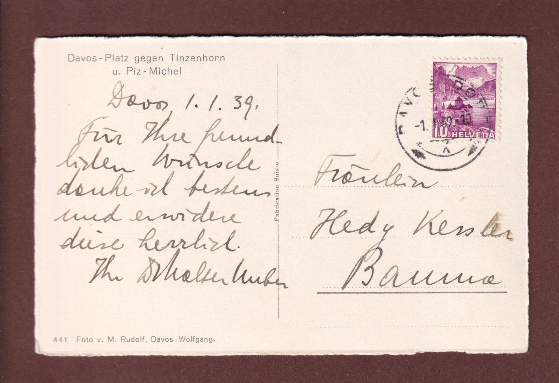 Cartoline postali: DAVOS-PLATZ - 1939 – Usato da Pully venduto da nicecards 1