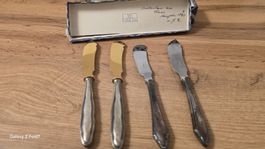 Antike Messer 4er Set Vergoldet und Silber + Originalbox