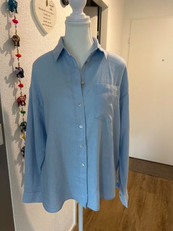Damen Langarmhemd hellblau mit Leinen von Seasons Gr. S