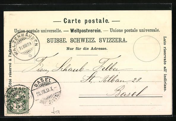 Cartoline postali: Litho Walzenhausen, Kirche und Hotel Rhe – Usato da Berlin venduto da bartko-reher 1