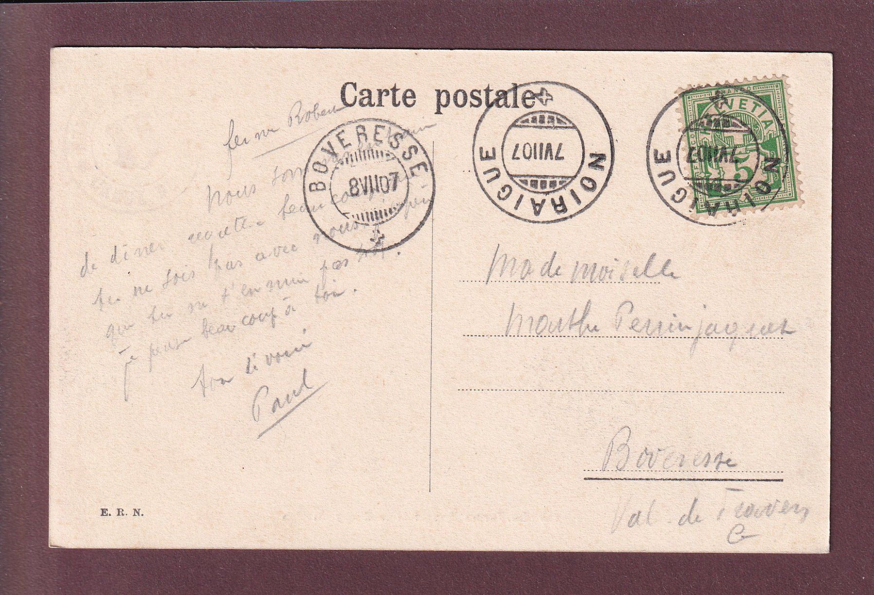 Ansichtskarten: FERME ROBERT - Creux du Van - 1907 – Gebraucht aus Pully von nicecards 1