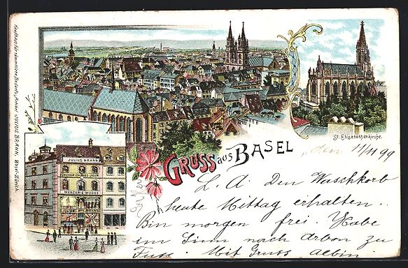 Cartes postales: Litho Basel, St. Elisabethkirche, Gesch – D'occasion à Berlin par bartko-reher