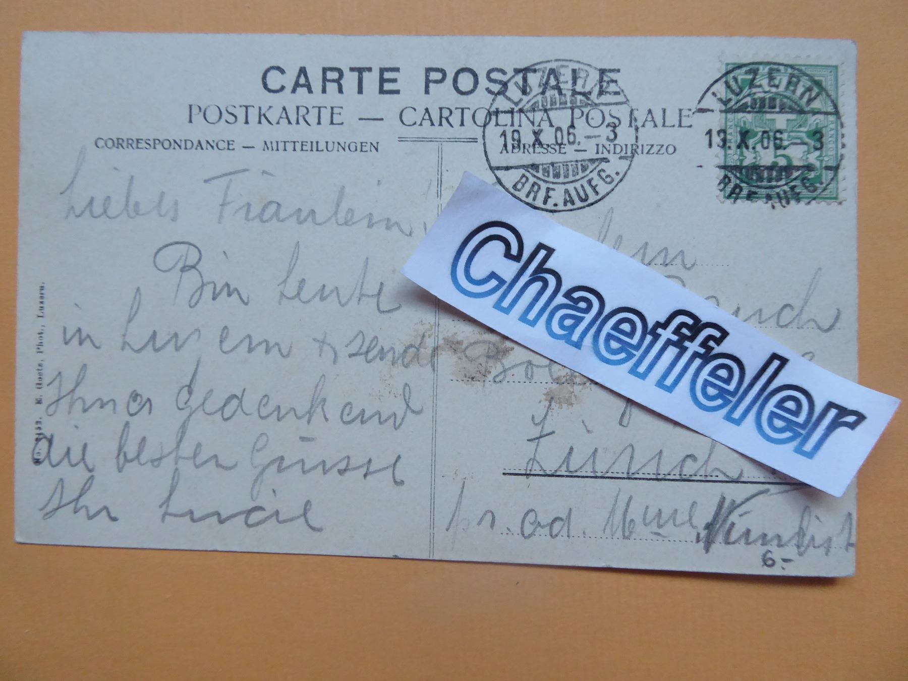 Ansichtskarten: 1906 Luzern mit Pilatus – Gebraucht aus Zürich von Chaeffeler 1