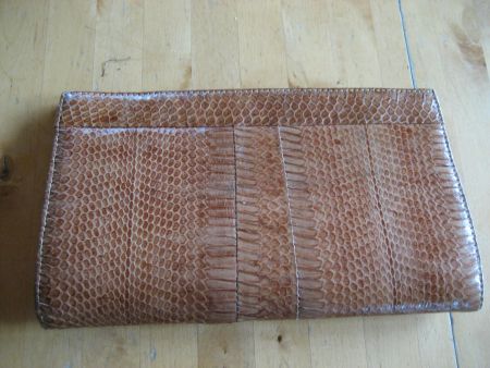Vintage,  pochette véritable peau de serpent, neuve