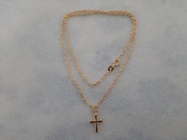 Halskette mit Kreuz, Silber 925 vergoldet