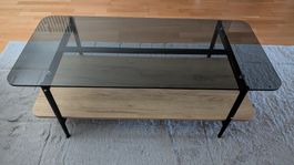 Stilvoller Couchtisch (Glas / Holz / Metall) – Wie neu!