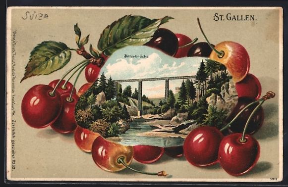 Cartes postales: Passepartout-Lithographie St. Gallen, Si – D'occasion à Berlin par bartko-reher
