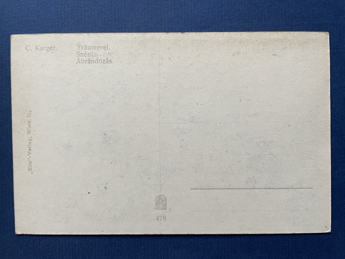 Cartoline postali: Alte Ansichtskarte "Träumerei" C.Karger, Putti, Hund, Top – Usato da Neuhausen am Rheinfall venduto da Arielle55 1