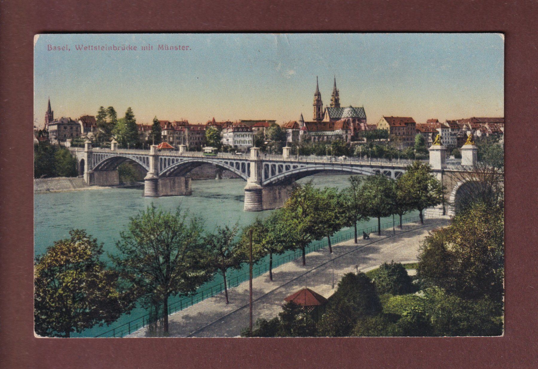 Cartoline postali: BASEL - Wettsteinbrücke - Münster – Usato da Pully venduto da nicecards-shop