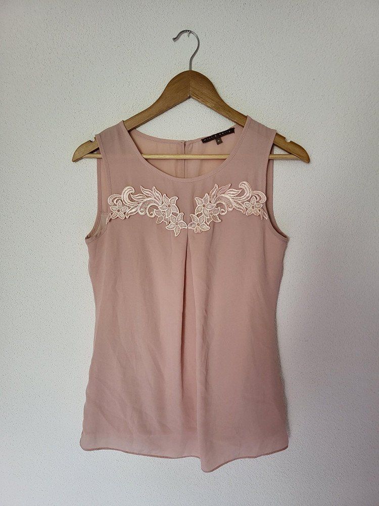 Mint & Berry Top: Edles Top altrosa mit Spitzeapplikation Gr. 36/M – Usato da Au SG venduto da SElena89