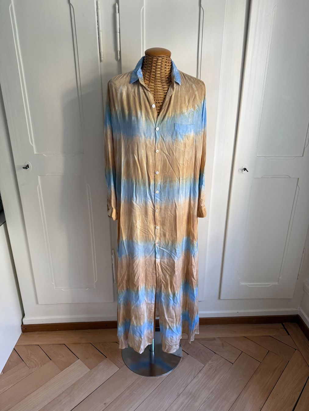 Vestiti: LABAL - Blusenkleid hellblau-terracotta – Usato da Zürich venduto da Diazaio