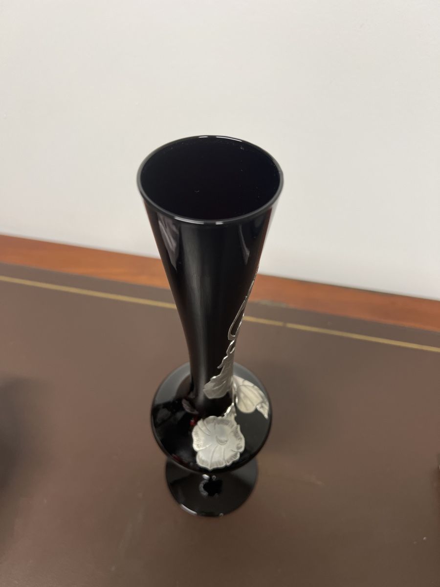 Vasen & Gefässe: Vase noire élégante avec décor en étain 30cm – Gebraucht aus Bôle von K200C 4