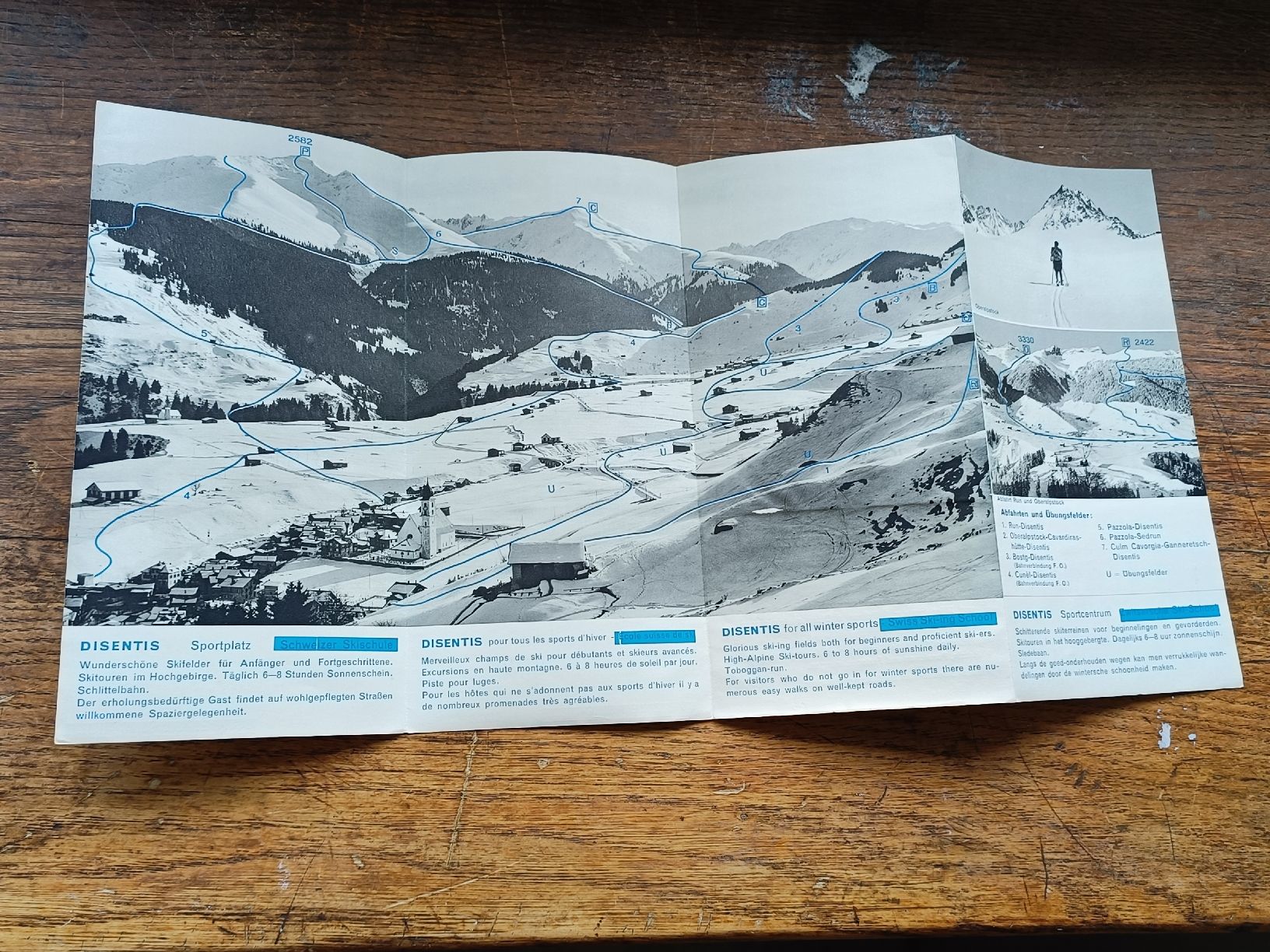 Dokumente: Alter Prospekt / Disentis - Schweizer Skischule ca. 1930 – Gebraucht aus Brugg AG von Ente015 1