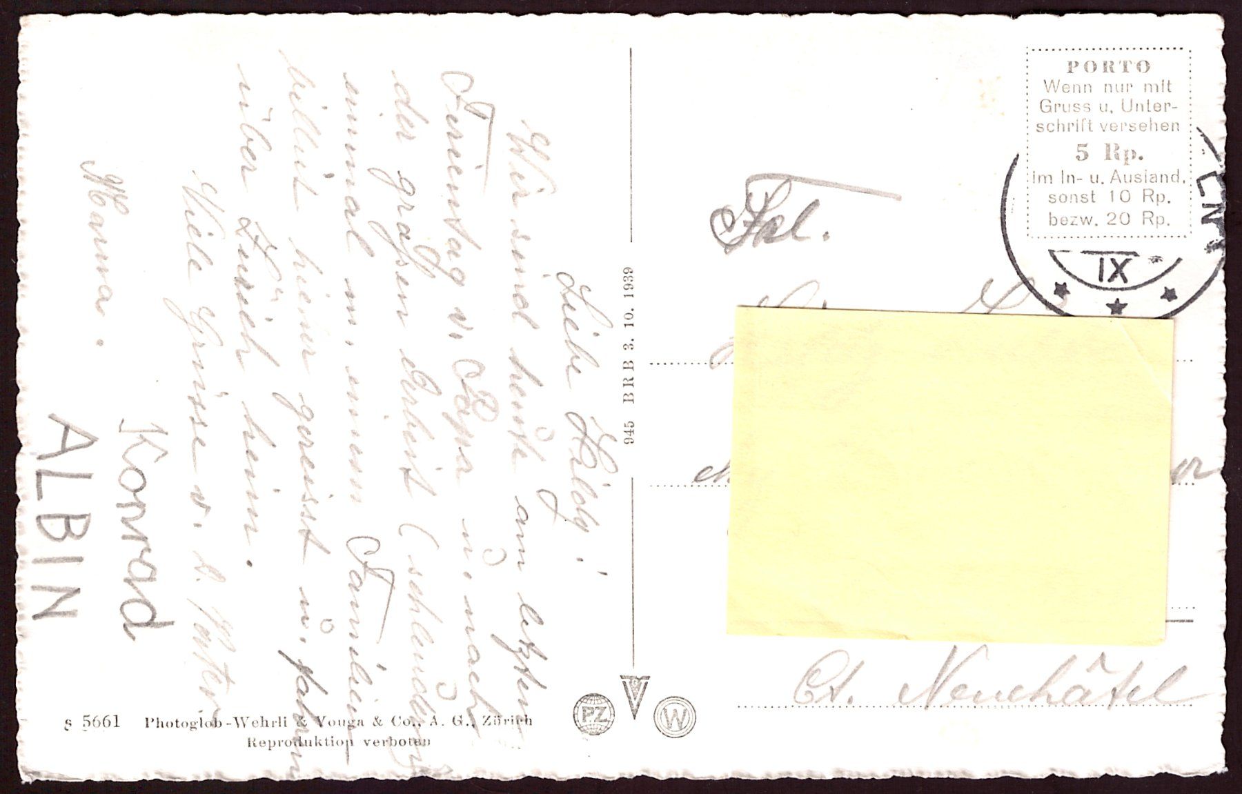 Cartoline postali: AK Einsiedeln, ca. 1939 – Usato da Wittenwil venduto da Khunruedi 1