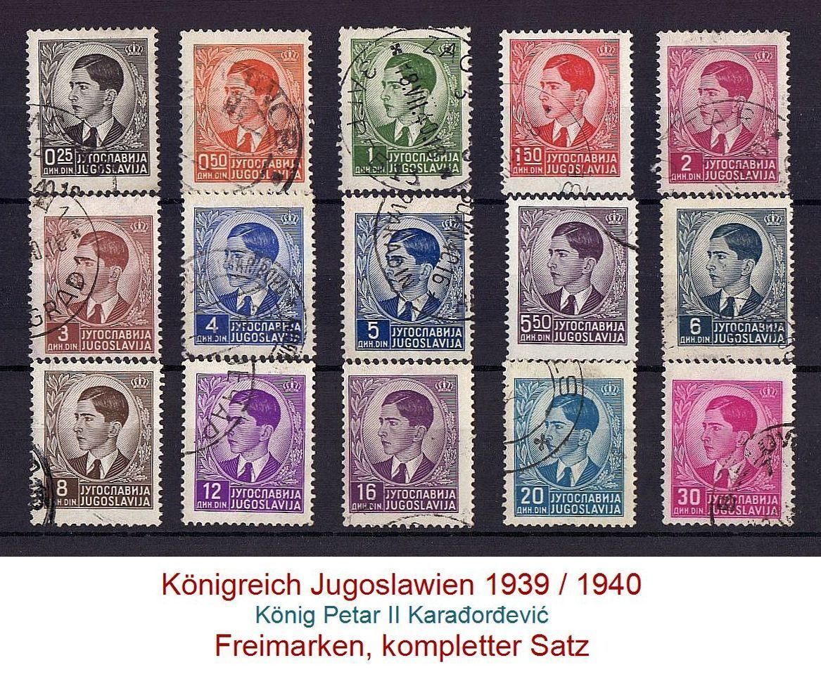 Alle Briefmarken: König Petar II 1939 / 1940 – Gebraucht aus Flamatt von samowarow