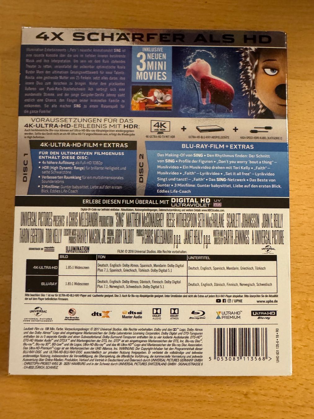 Tutti i DVDs: Sing 4k UHD Blu Ray – Usato da Schwerzenbach venduto da ste_pp82 1