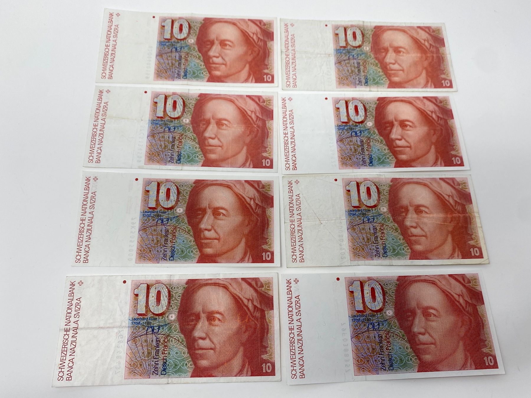 Banknoten: 8 Schweizer 10 er Note / Banknote alte Serie 10er CHF – Gebraucht aus Ballwil von ClassicGallery