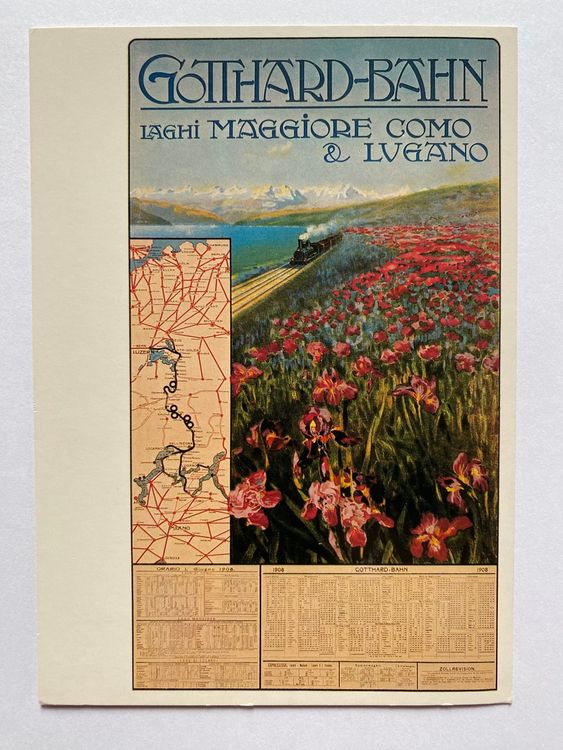 Poster HQ 80x110cm Gotthard Bahn Suisse 1892 - Reproduction Vintage - Neuf