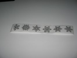6 Sticker rund, Schneeflockenmotiv silberfarbig, 3.5