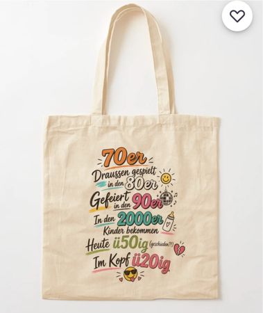 Stofftasche - 70er geboren - inkl. Versand
