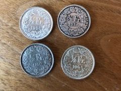 4 - 50 Rappen Stücke Jahrgänge 1920, 1959, 1964, 1964