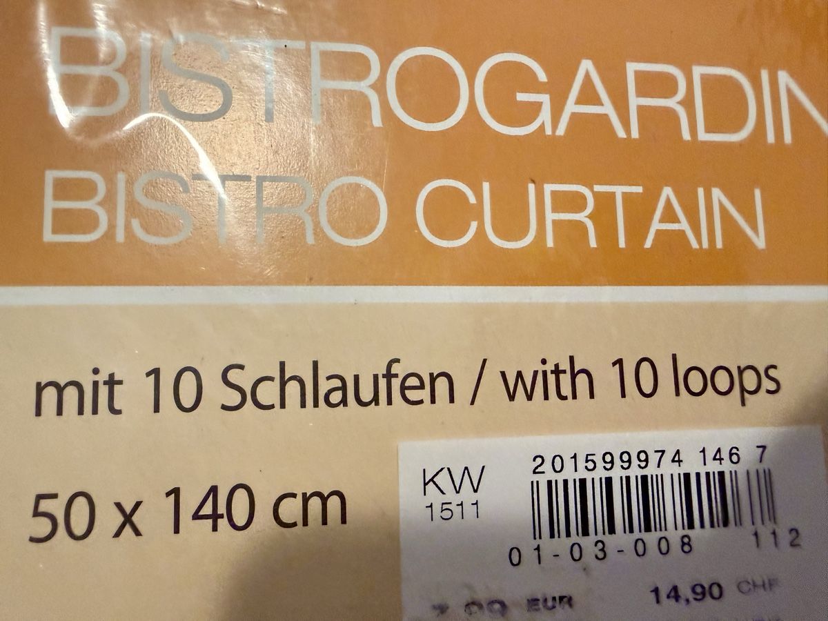 Rideaux: Kurzer Vorhang – Neuf avec emballage d'origine à Zug par Malibu117 1