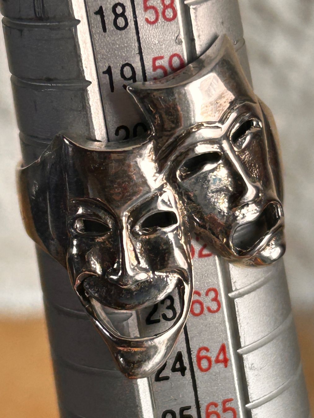 Anelli: Silber Ring, Theater Masken  (Grösse 63) – Usato da Dittingen venduto da Bellevista 5