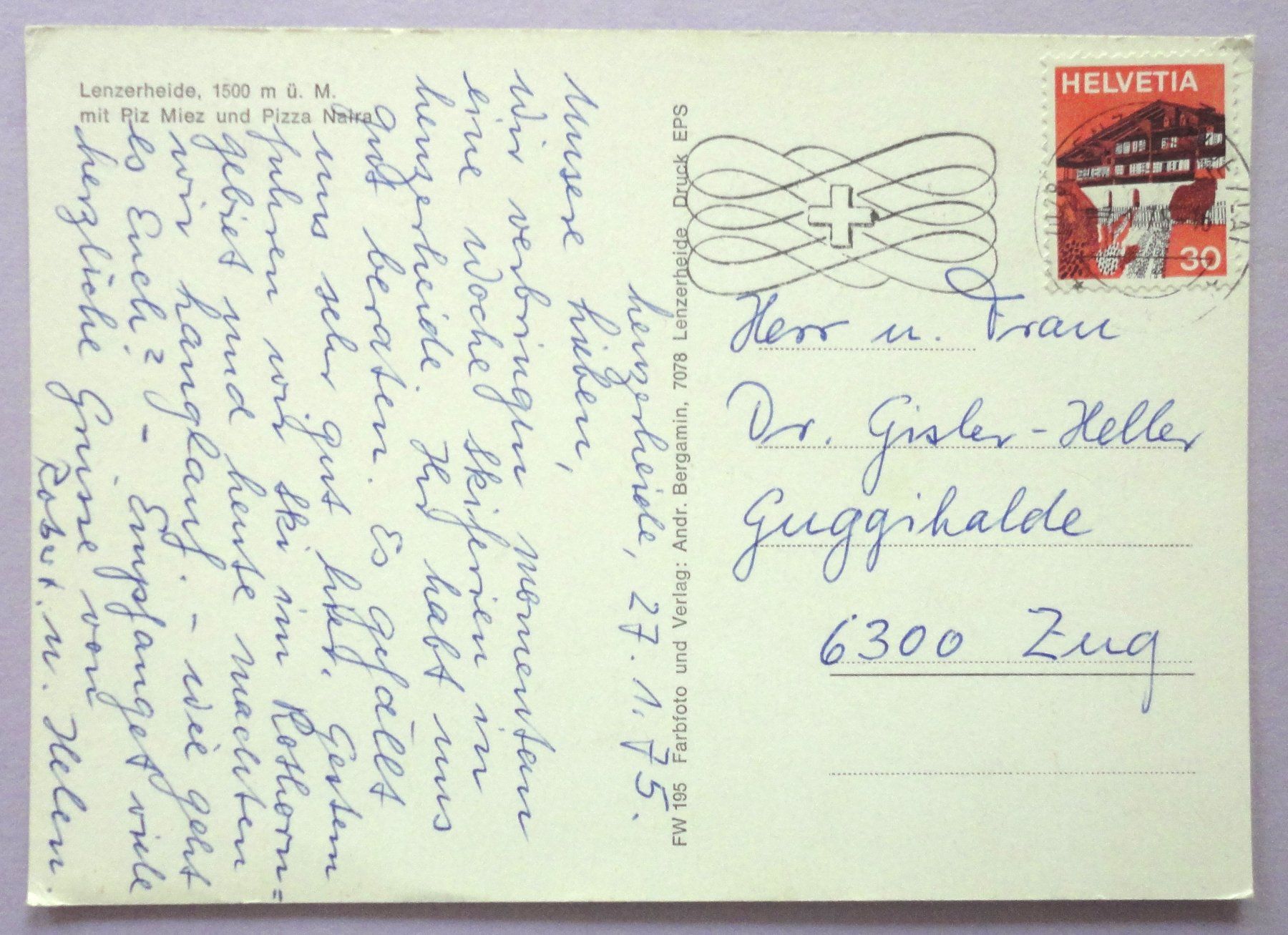 Cartoline postali: Lenzerheide, 1500 m ü.M. – Usato da Fétigny venduto da Billy2miny 1