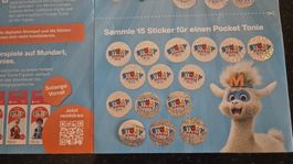 15 Sticker, 1 volle Karte, Story Mania Migros