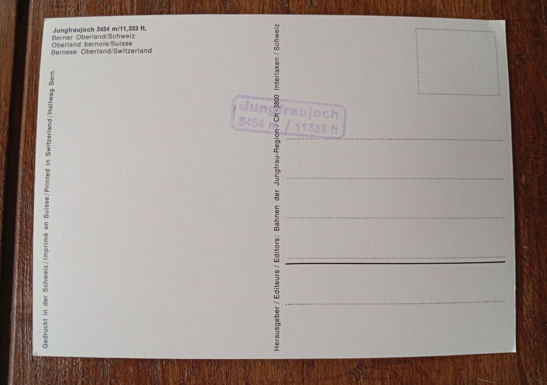 Cartoline postali: Jungfraujoch – Usato da Perrefitte venduto da 36B 1