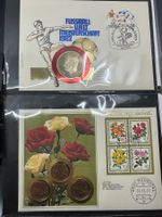 Lot Münzbriefe, WM 1982, Olympia Seoul 1988 (2x)Luxembourg 1