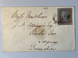Grossbritannien 1854, One Penny Red, mini Briefumschlag, Top