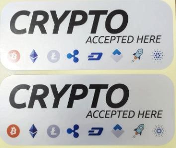 Altro per Ufficio & Commercio: CRYPTO ACCEPTED HERE - Aufkleber 2 Stk. – Nuovo e nell'imballaggio originale da Buchs SG venduto da Skullep 1