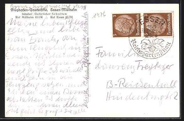 Cartoline postali: Essen-Mülheim, Schnellverkehrsflugzeug  – Usato da Berlin venduto da bartko-reher 1