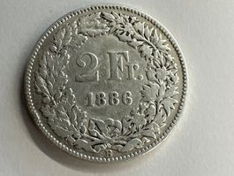 2 Fr. Silber Schweiz 1886 ss
