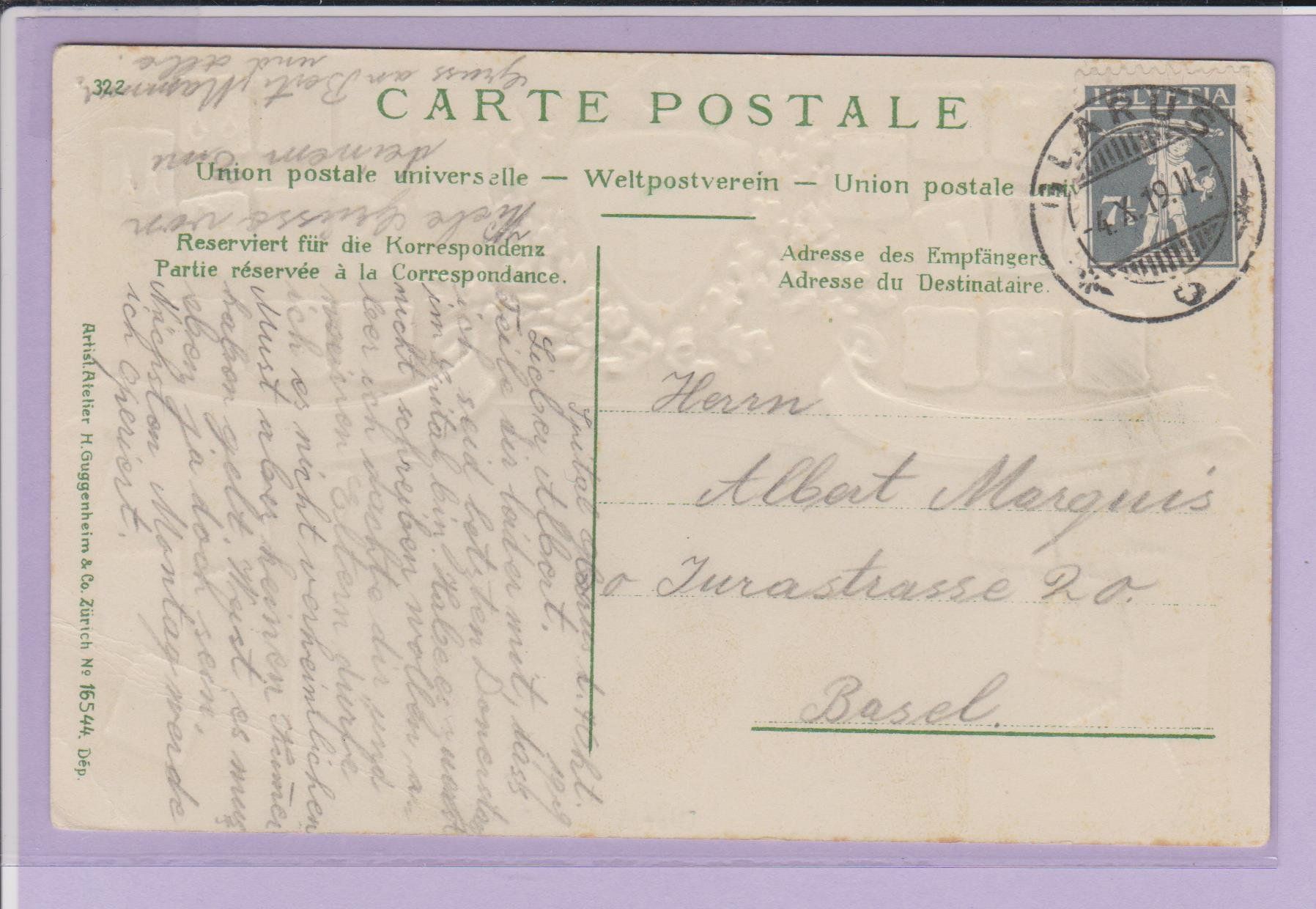 Cartoline postali: Glarus   -   Präge - Ansichtskarte gest. 1919 – Usato da Vitznau venduto da Ropaku 2